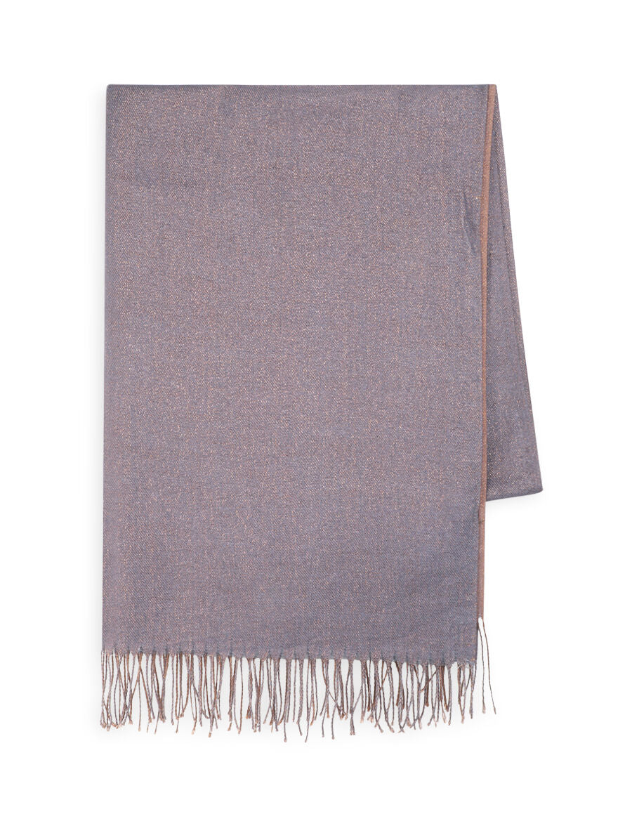 Foulard uni irisé à bords frangés - Taupe - 2