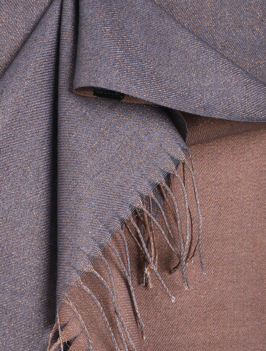 Foulard uni irisé à bords frangés - Taupe - 3