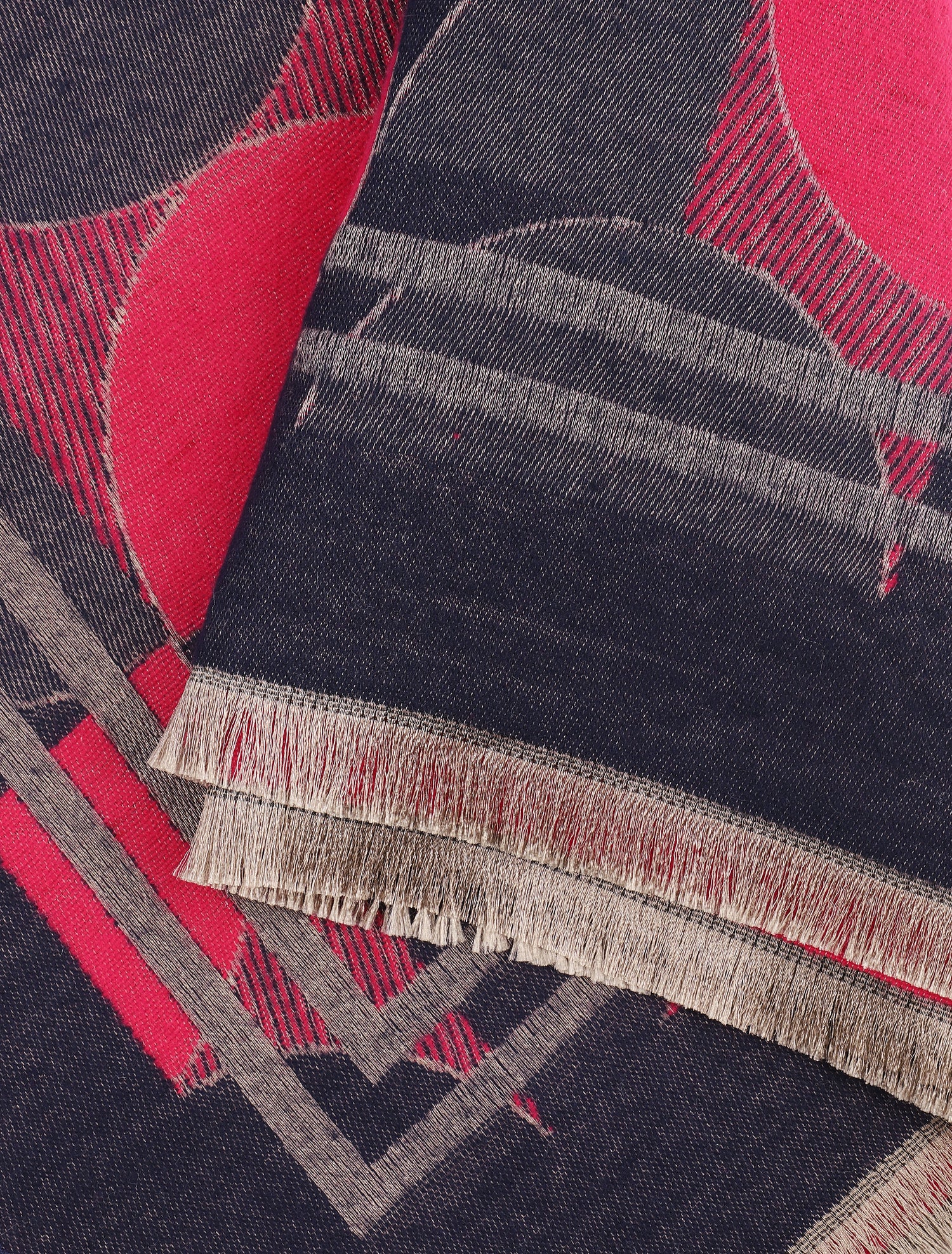 Echarpe imprimé graphique stylisé - Fushia - 3