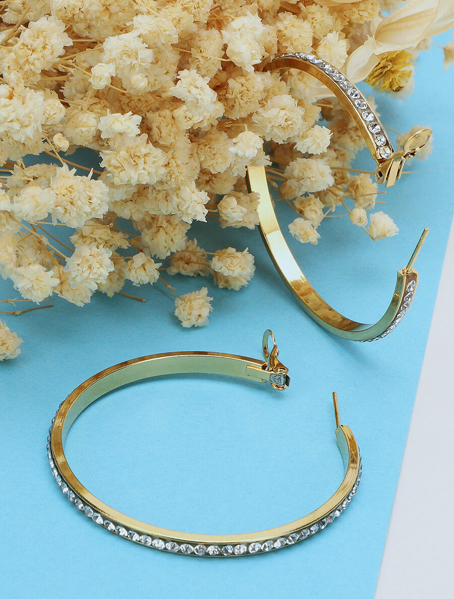 Créoles ornées de strass - Or - 1