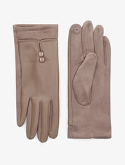 Gants unis bi-matière - Taupe - 1