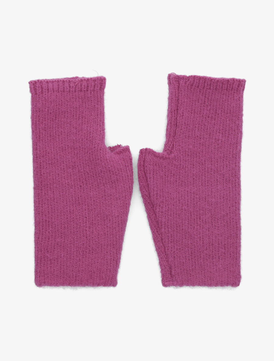 Mitaines unies en maille - Fushia - 1