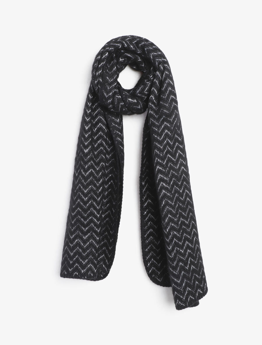Echarpe imprimé zigzag - Noir - 1