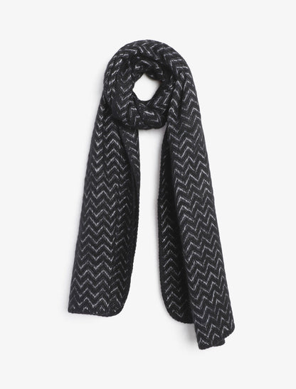 Echarpe imprimé zigzag - Noir - 1