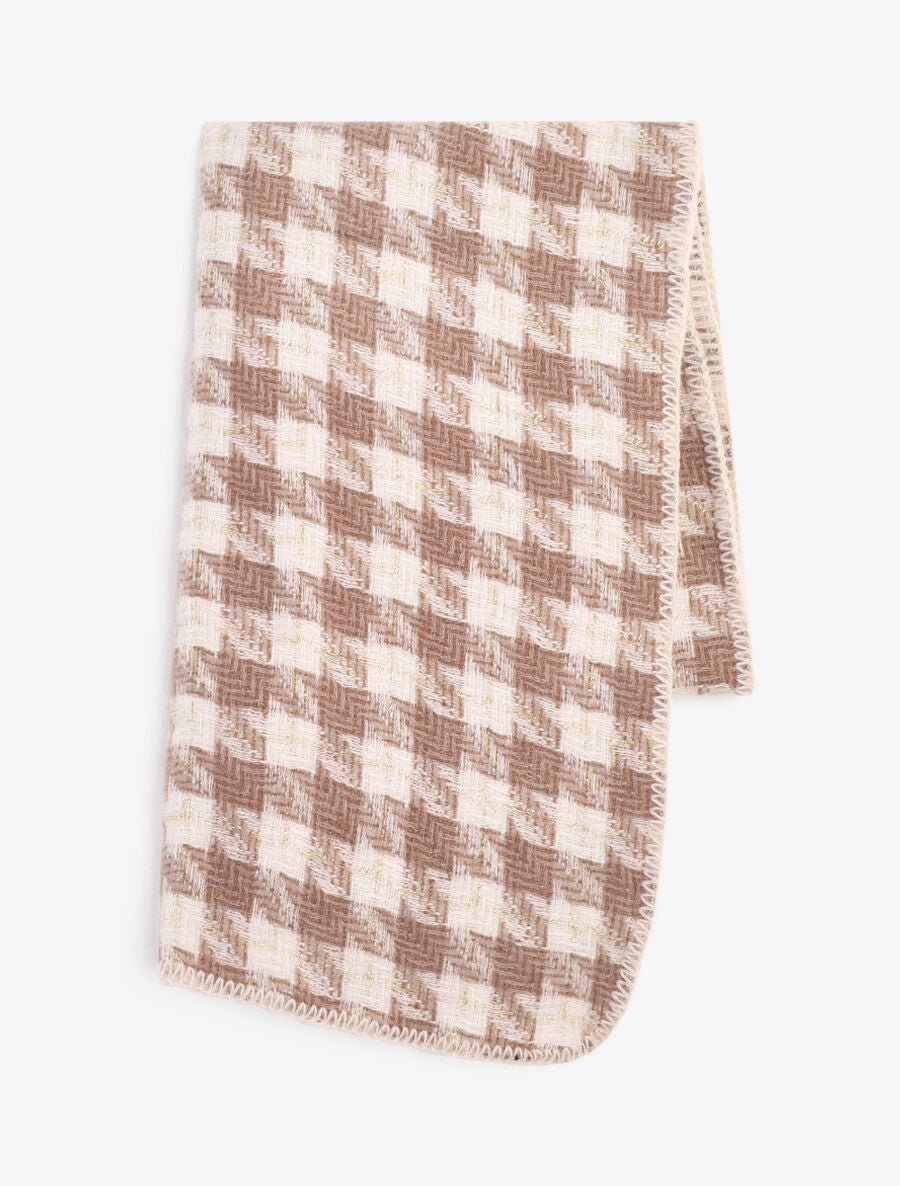 Echarpe à imprimé carreaux irisé - Beige - 2