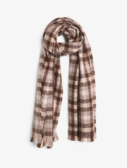 Echarpe à imprimé tartan irisé - Beige - 4