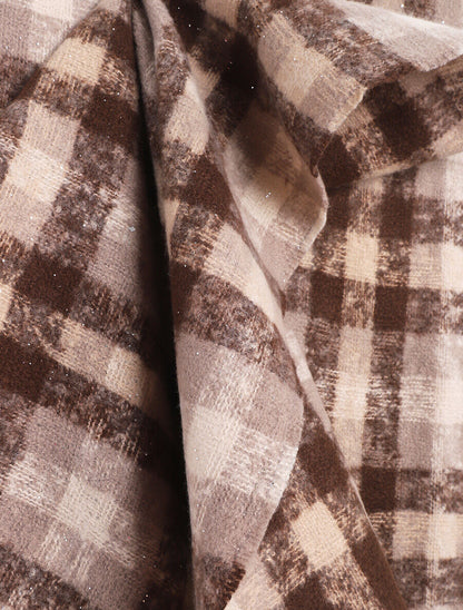 Echarpe à imprimé tartan irisé - Beige - 3