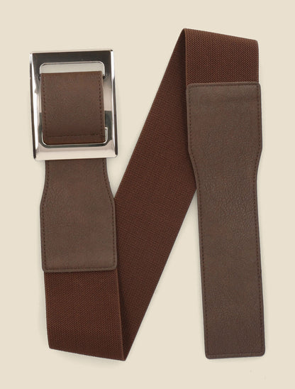 Ceinture élastiquée à boucle interlock - Marron - 2