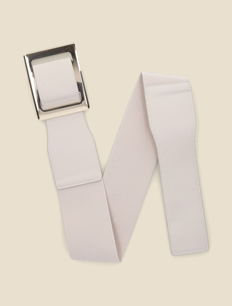 Ceinture élastiquée à boucle interlock - Beige - 2