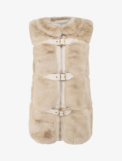 Veste à fermeture sanglée et zippée - Beige - 1