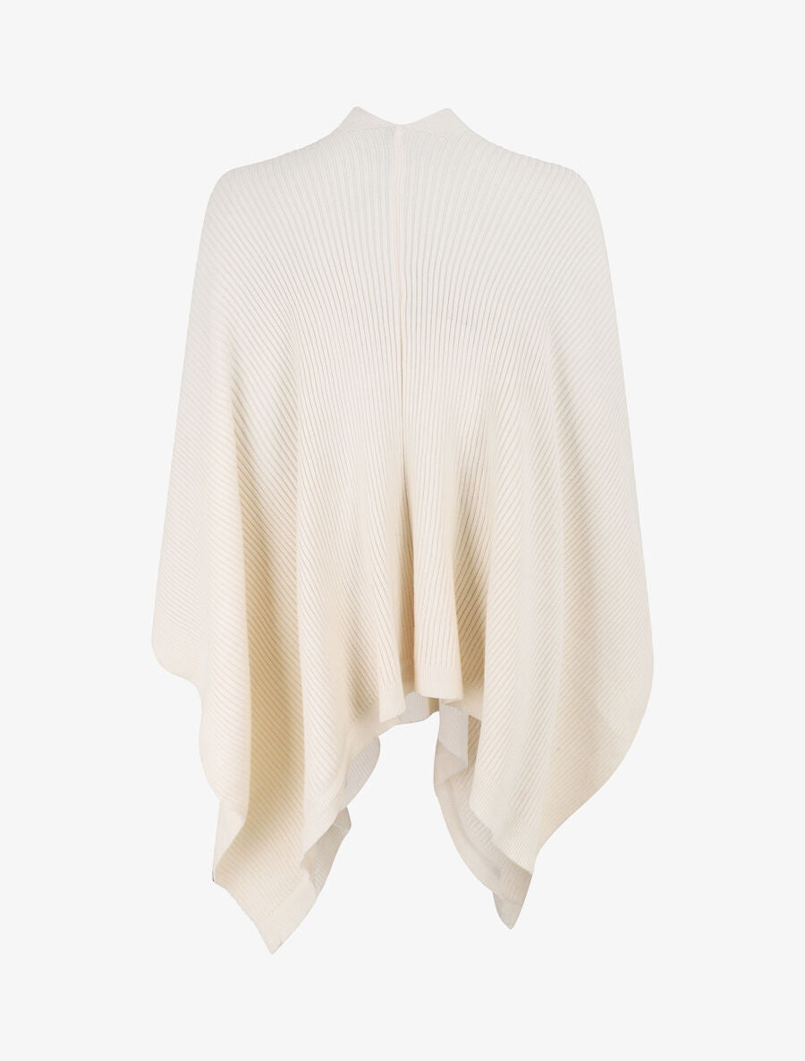 Châle uni en maille côtelée - Beige - 2