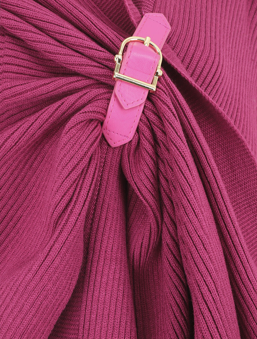 Châle uni en maille côtelée - Fushia - 3
