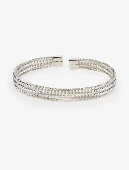 Jonc ouvert effet tissé - Argent - 2