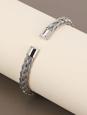 Jonc ouvert tressé - Argent - 4