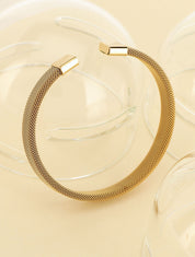 Jonc ouvert style maille polonaise - Or - 4