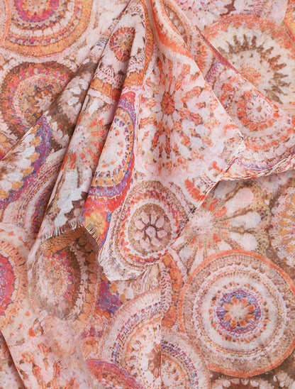 Foulard imprimé rosaces - Beige - 3