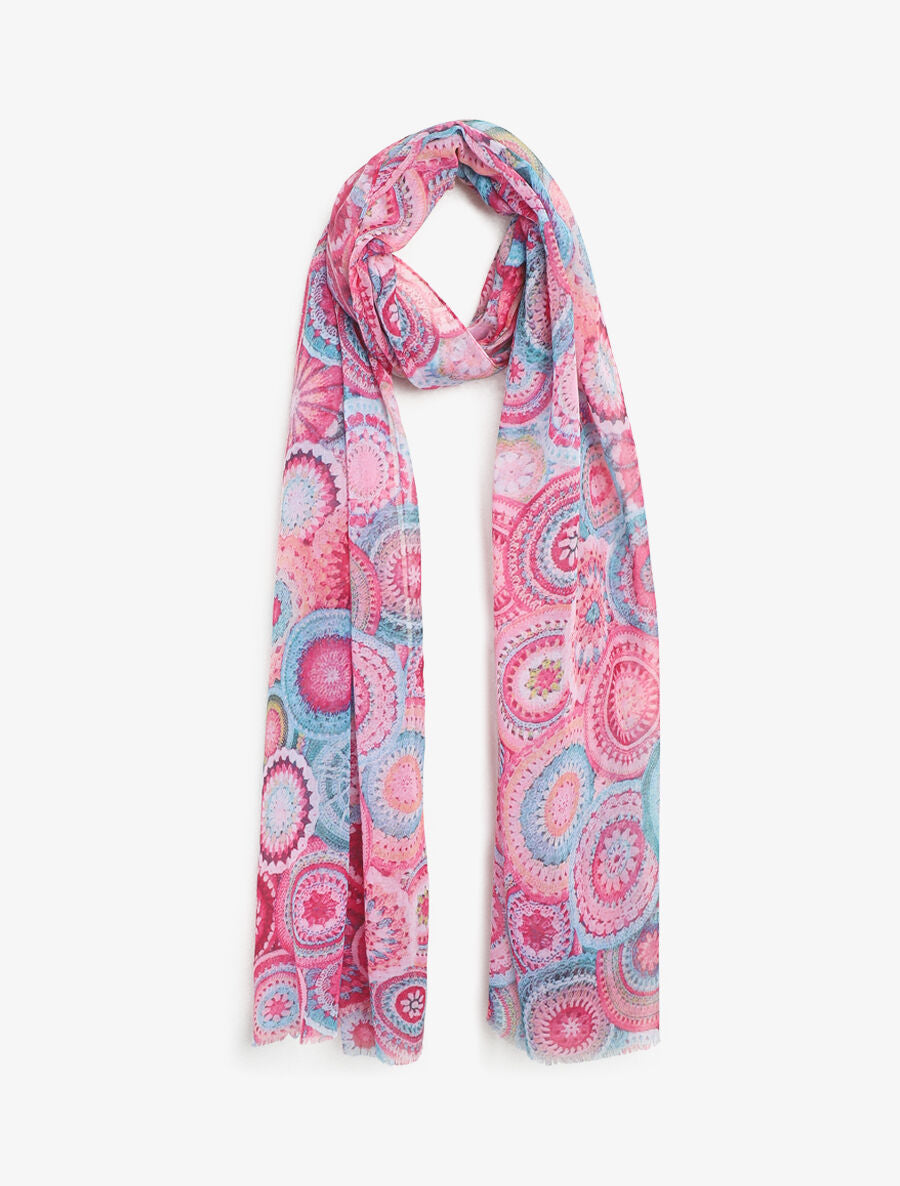 Foulard imprimé rosaces - Rose - 1