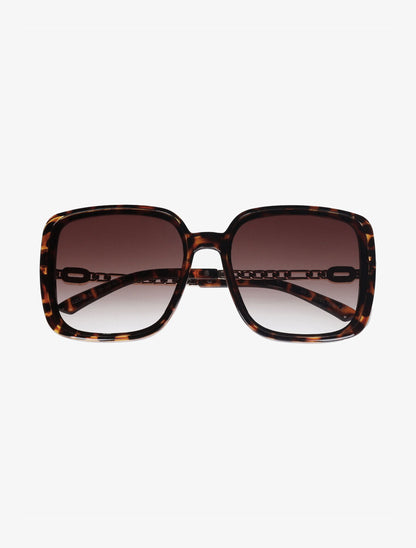 Lunettes de soleil oversize branches fantaisies - Marron - 2
