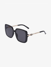 Lunettes de soleil oversize branches fantaisies - Noir - 1