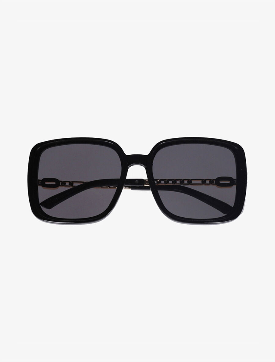 Lunettes de soleil oversize branches fantaisies - Noir - 2