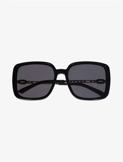 Lunettes de soleil oversize branches fantaisies - Noir - 2