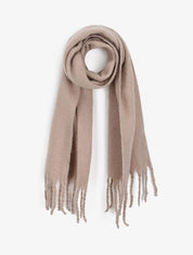 Echarpe longue et duveteuse à franges - Beige - 1