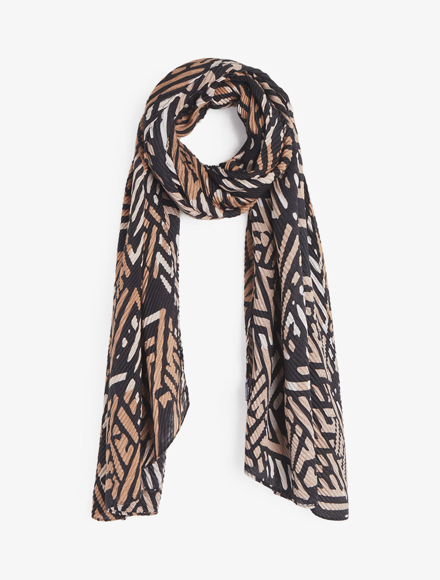 Foulard imprimé graphique bicolore - Taupe - 1