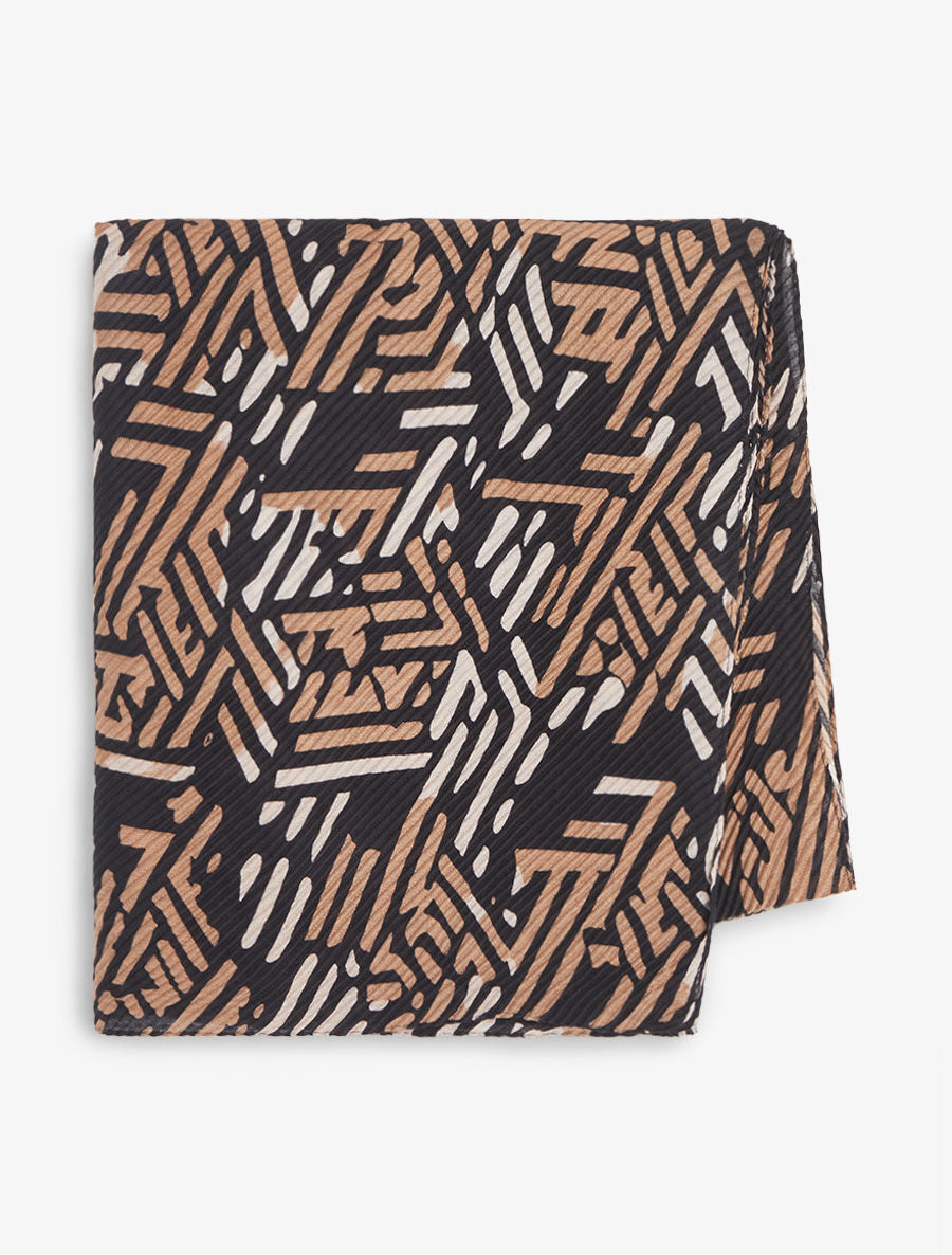 Foulard imprimé graphique bicolore - Taupe - 2