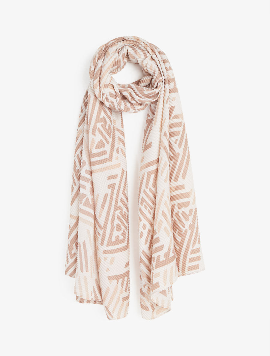 Foulard imprimé graphique bicolore - Écru - 4
