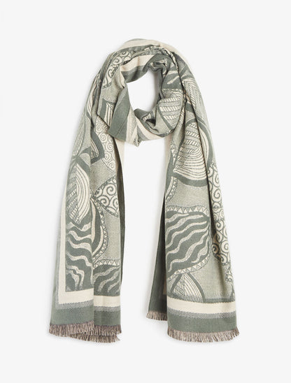 Foulard épais à imprimé plantes tropicales - Kaki - 4