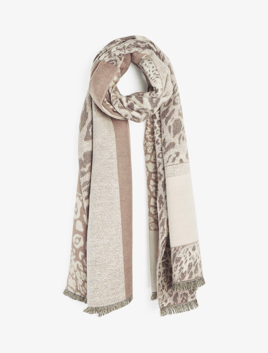 Echarpe à bandes léopard - Taupe - 1
