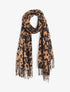 Foulard épais imprimé léopard et cœurs nacrés - Camel - 1