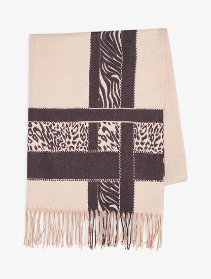 Foulard irisé bandes imprimées - Beige - 2