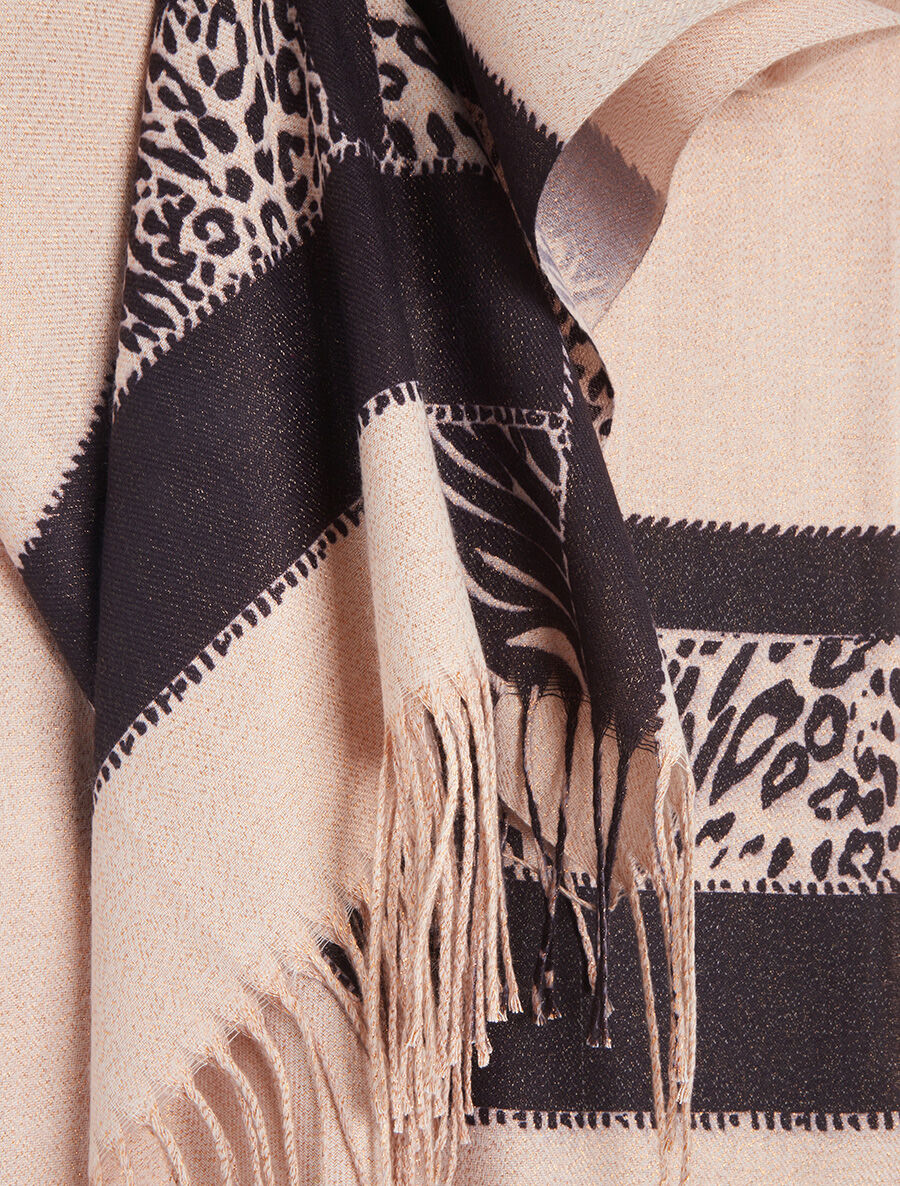 Foulard irisé bandes imprimées - Beige - 3