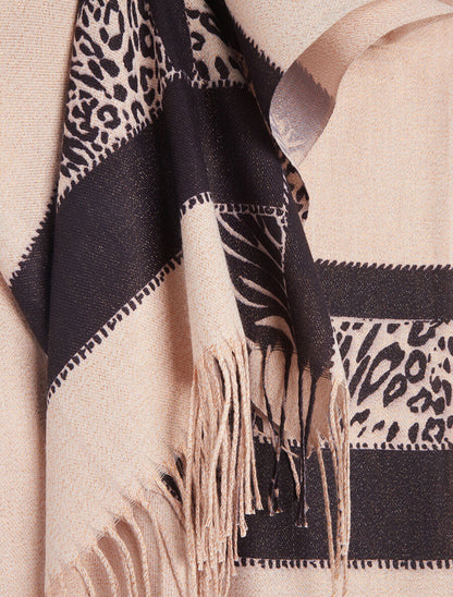 Foulard irisé bandes imprimées - Beige - 3
