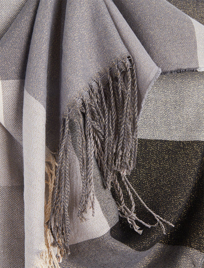 Foulard irisé imprimé carreaux - Noir - 3