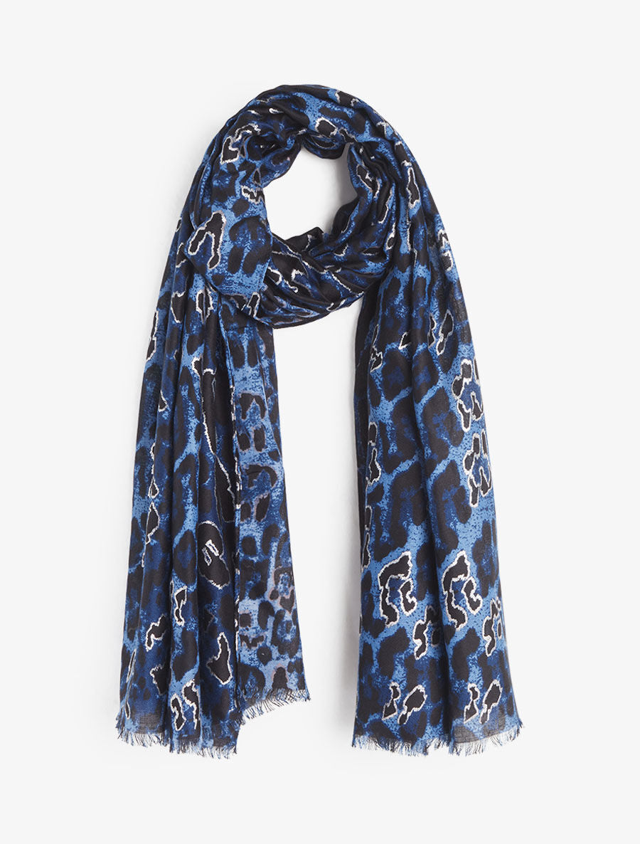Foulard imprimé léopard irisé - Marine - 4