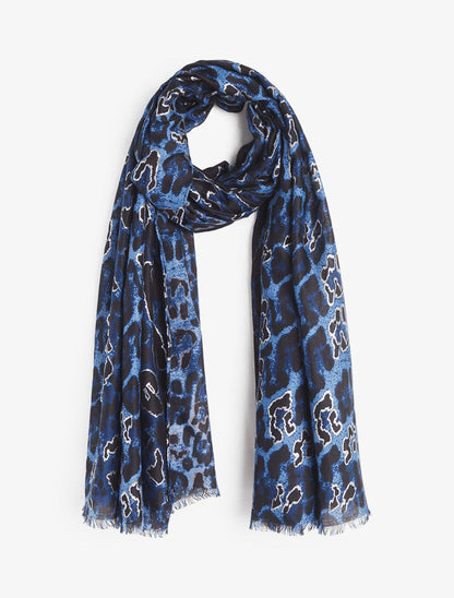 Foulard imprimé léopard irisé - Marine - 4