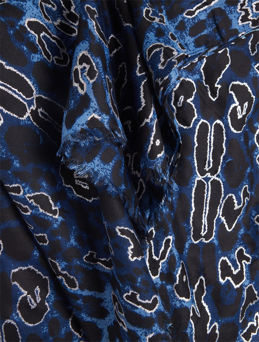 Foulard imprimé léopard irisé - Marine - 3