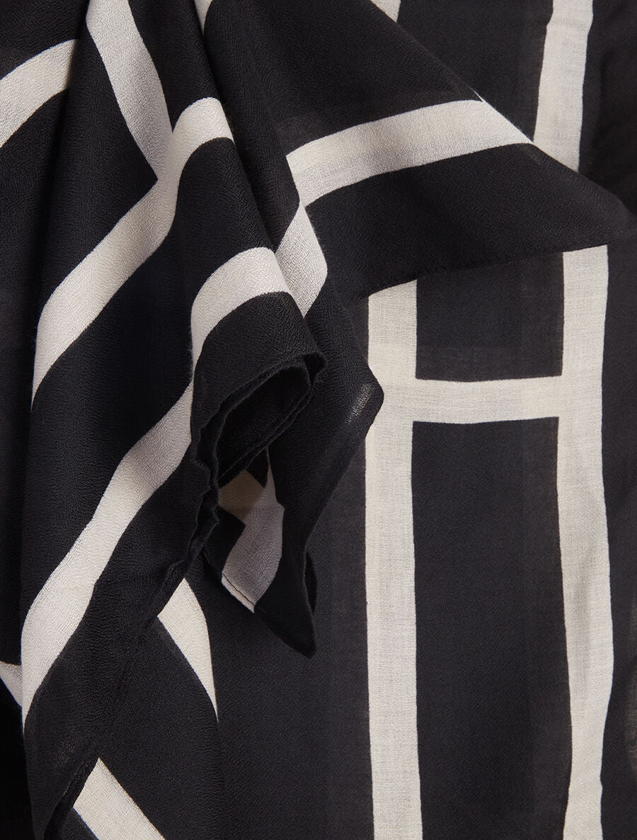 Foulard imprimé graphique - Noir - 3