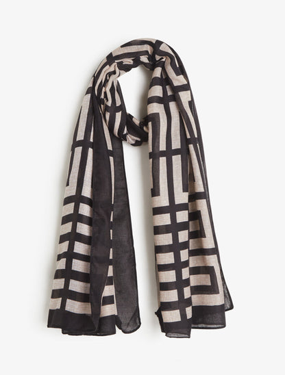 Foulard imprimé géométrique - Noir - 1