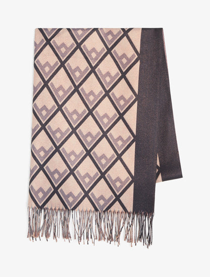 Foulard irisé imprimé losanges stylisés - Noir - 2