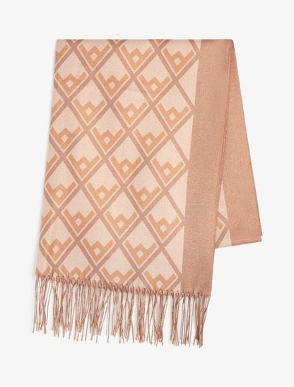 Foulard irisé imprimé losanges stylisés - Camel - 2