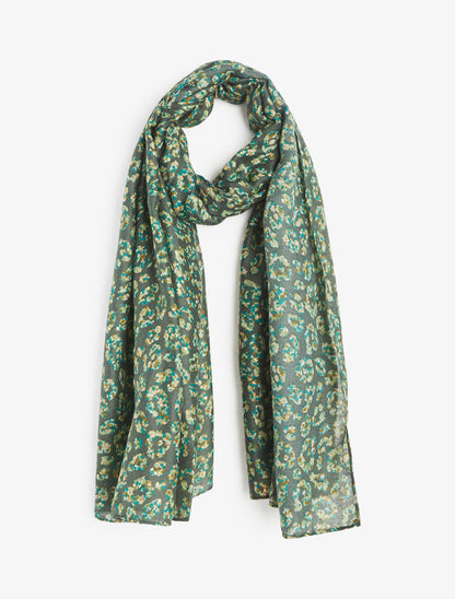 Foulard imprimé fleuri et irisé - Vert - 1