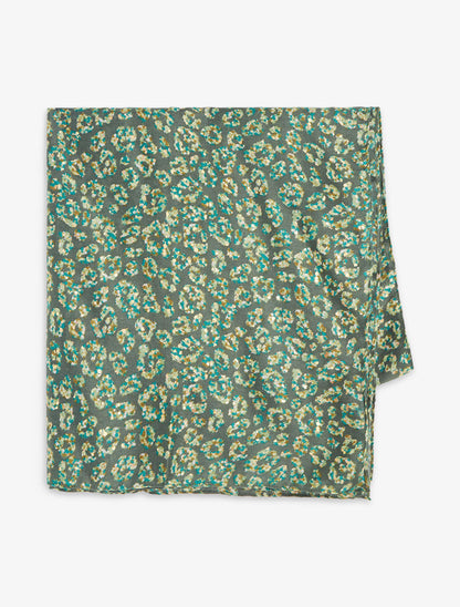 Foulard imprimé fleuri et irisé - Vert - 2