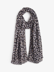 Foulard imprimé fleuri et irisé - Noir - 1