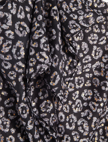 Foulard imprimé fleuri et irisé - Noir - 3