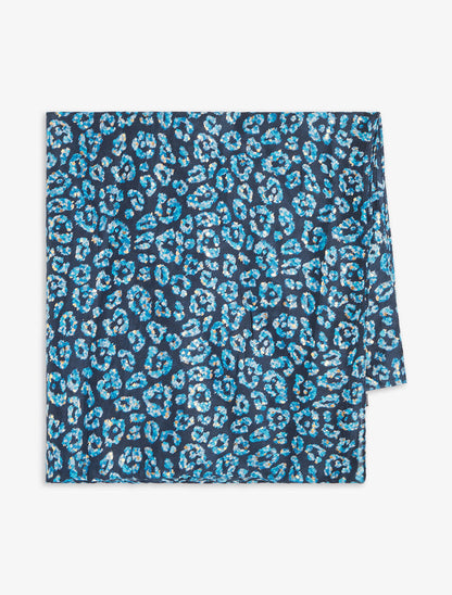 Foulard imprimé fleuri et irisé - Marine - 2