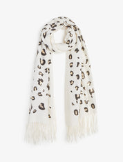 Foulard épais imprimé léopard irisé - Écru - 1