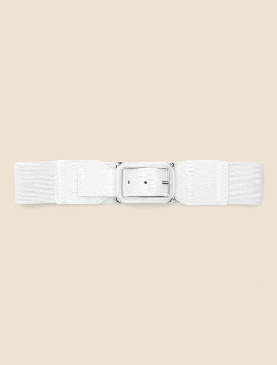 Ceinture python à boucle carrée - Blanc - 2